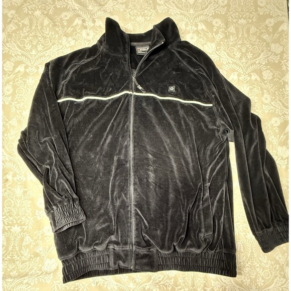 Vintage 90s Y2K Men's XXL‎ SouthPole Black Velour Track Jacket